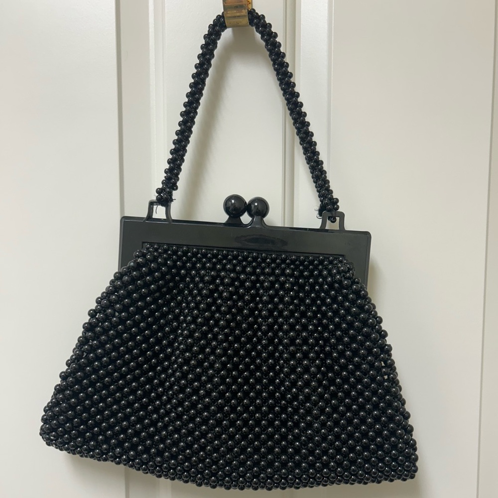 Bags by Josef Hand Beaded black Kiss-Lock purse